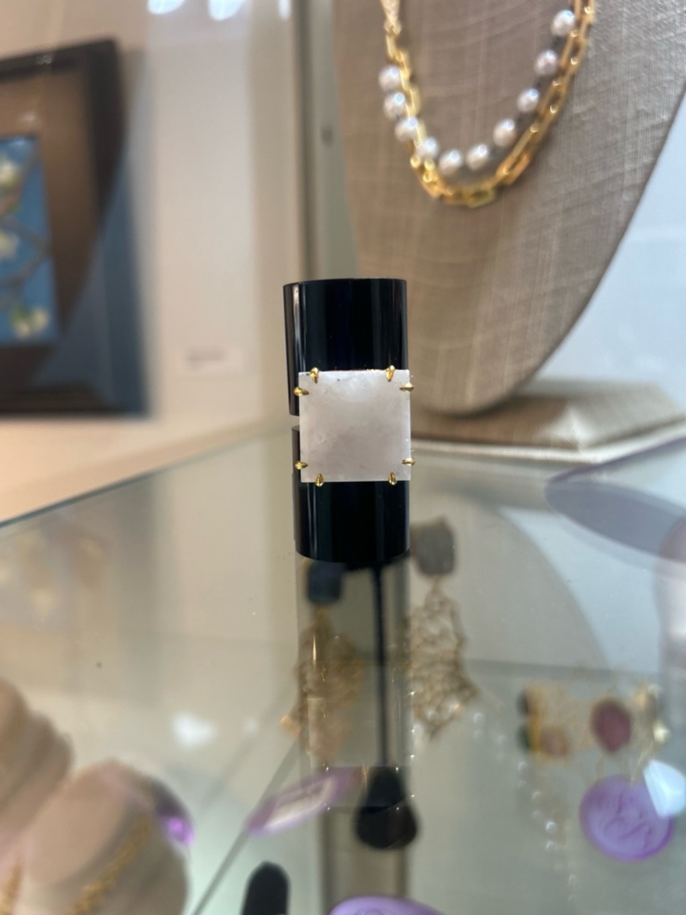 14K gold filled White quartz Statement Ring - Women Jewelry.